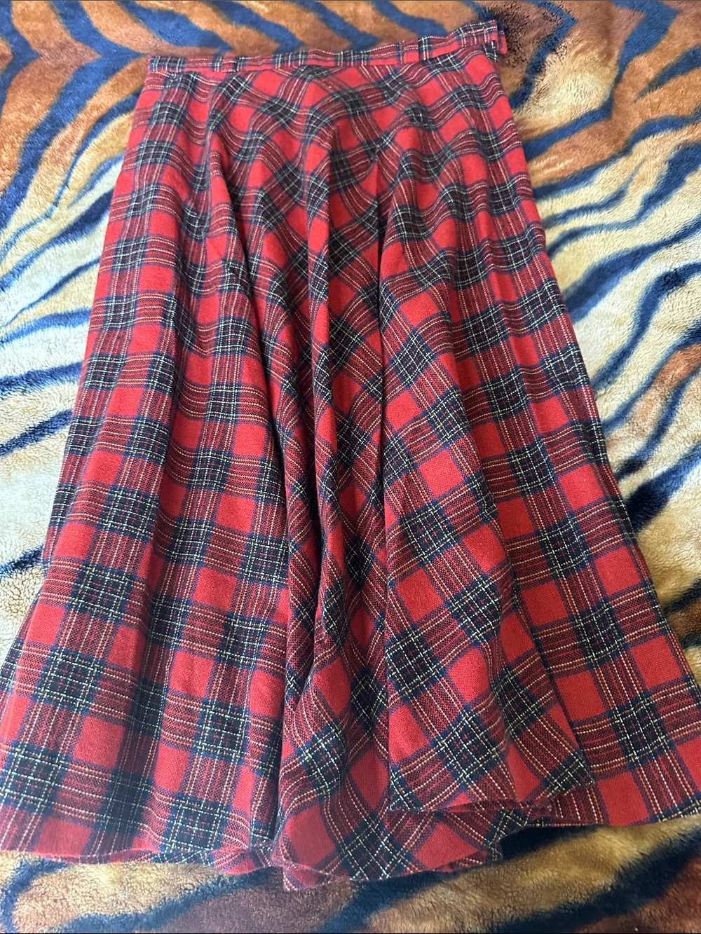 Brooks Red and Black Plaid Circle Skirt